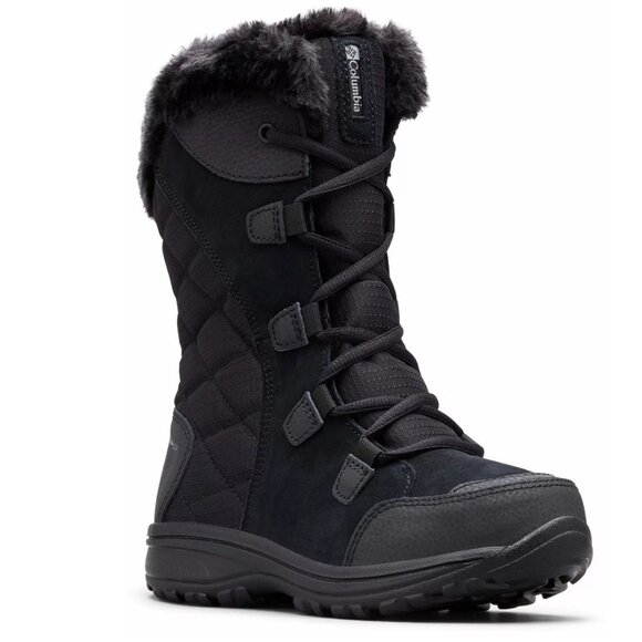 Columbia Ice Maiden Il Black Winter Snow Boot Waterproof Black Leather Insulated - Picture 1 of 12